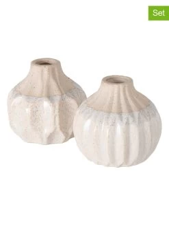 2er-Set: Vasen "Malia" In Beige - (H)9 Cm