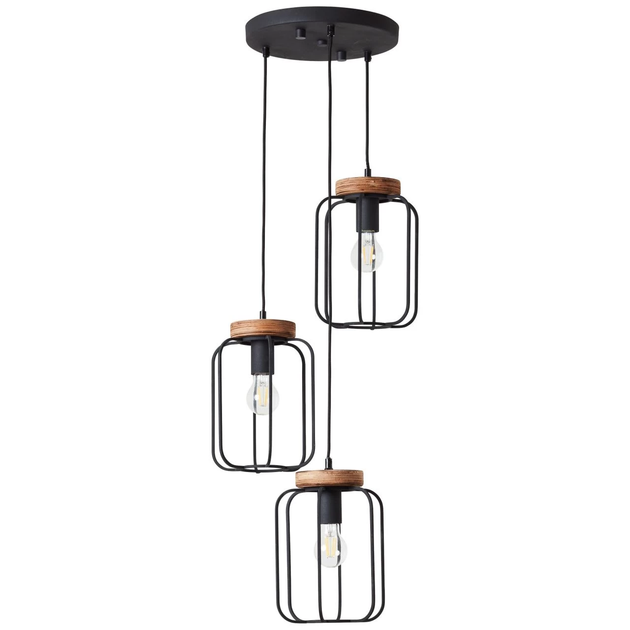 BRILLIANT Pendelleuchte, 3-flammig (Rondell) Tosh ⌀ 42 Cm In Antik Holz/schwarz Korund 4 BRILLIANT Pendelleuchte, 3-flammig (Rondell) Tosh ⌀ 42 Cm In Antik Holz/schwarz Korund – Bild 2