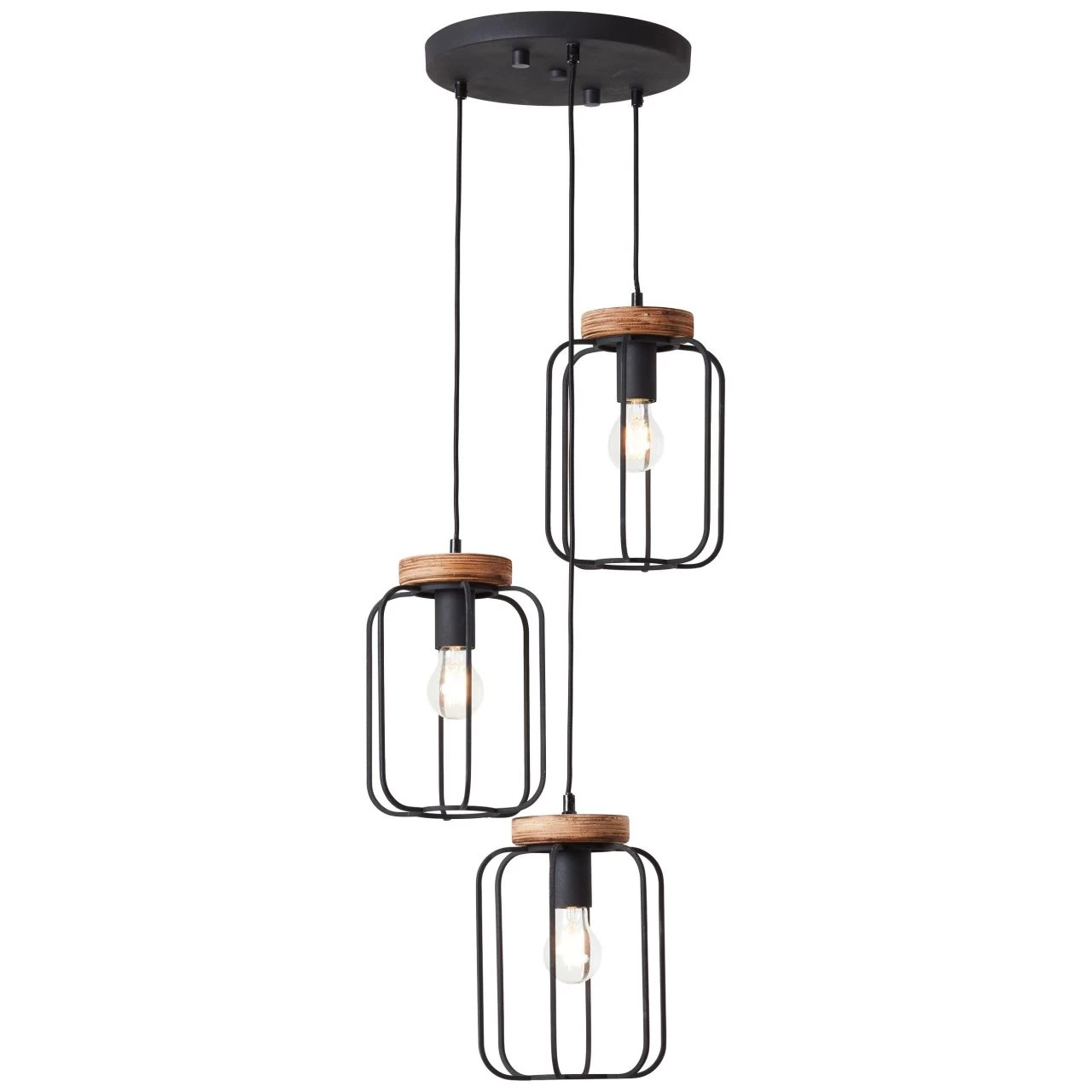 BRILLIANT Pendelleuchte, 3-flammig (Rondell) Tosh ⌀ 42 Cm In Antik Holz/schwarz Korund