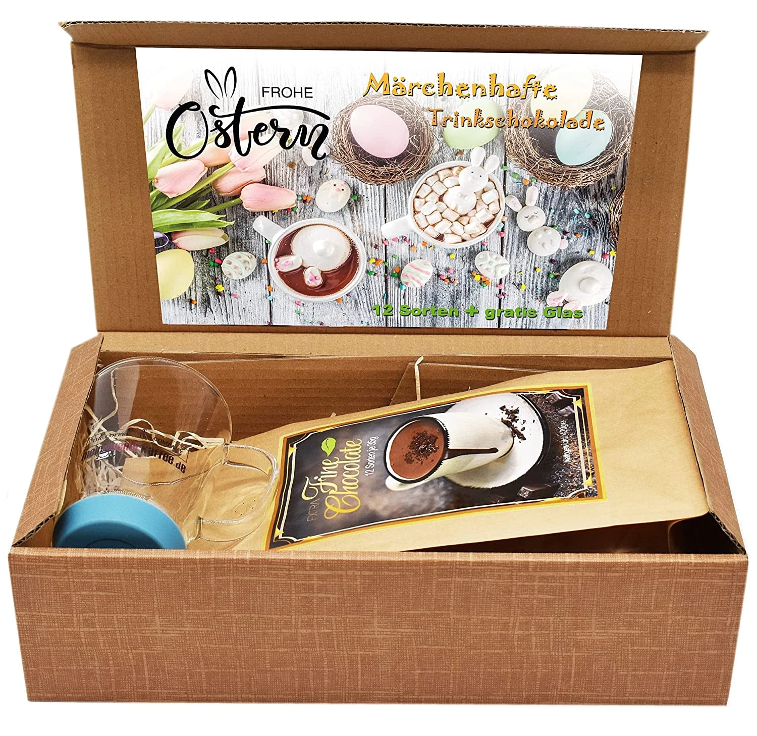 Trinkschokolade Geschenkset | 12x Fruchtige Sorten + Trinkglas 5 Trinkschokolade Geschenkset | 12x Fruchtige Sorten + Trinkglas – Bild 3