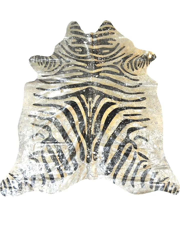 Kuhfell In Schwarz/ Weiß/ Silber 3 Kuhfell In Schwarz/ Weiß/ Silber