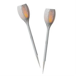 2er Set LED Solar Fackel Mit Flammeneffekt H: 79cm In Weiß