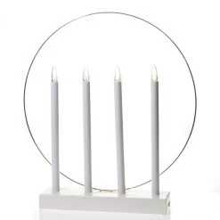 LED Fensterleucher Glory Kerzenleuchter Mit Ring 4flammig H: 45cm In Weiß