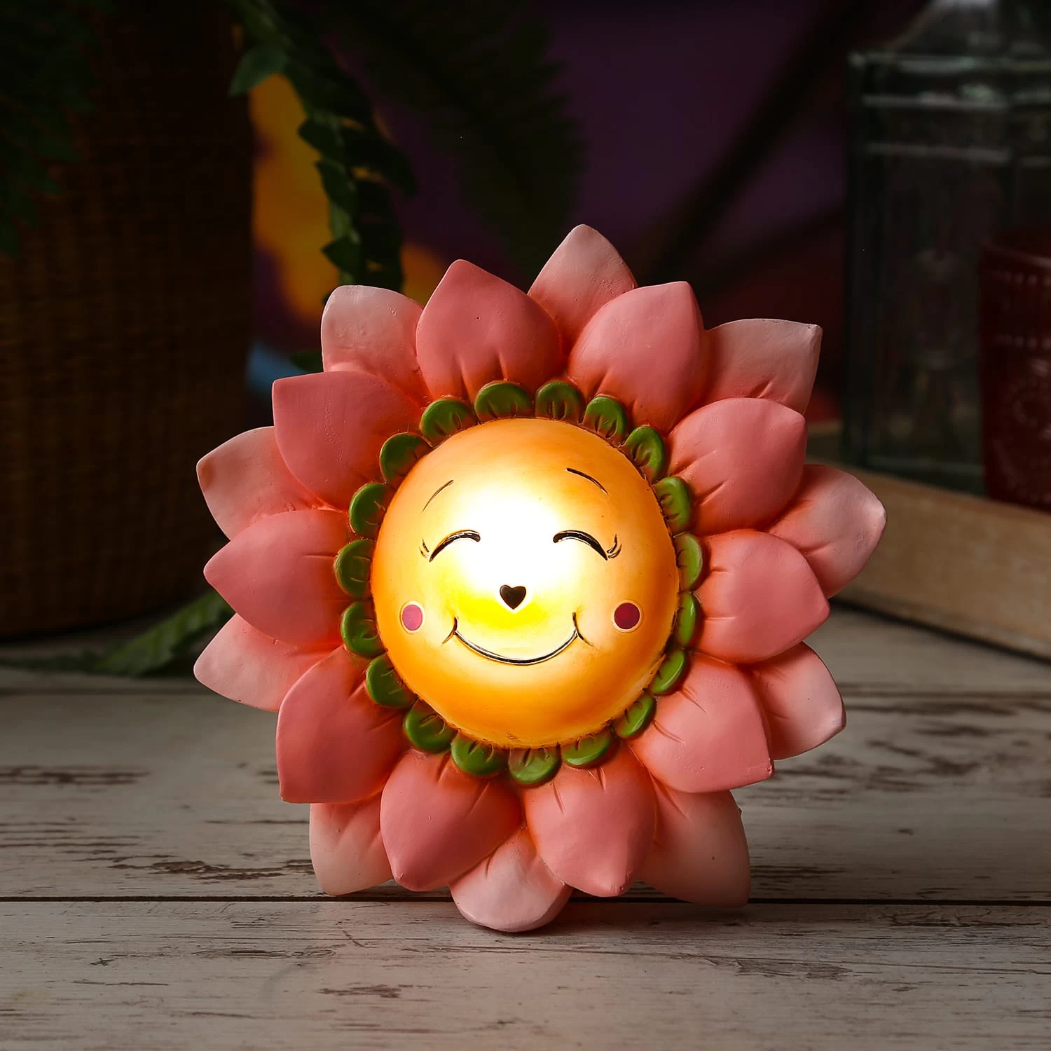 LED Solar Blume Gartendeko Lichtsensor H: 15cm In Rosa 4 LED Solar Blume Gartendeko Lichtsensor H: 15cm In Rosa – Bild 2