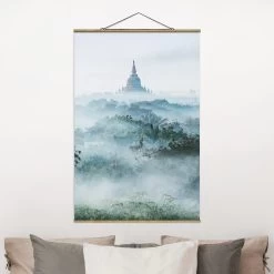 Stoffbild - Morgennebel über D. Dschungel V. Bagan In Bunt -Heimdekoration Verkäufe wallart stoffbild morgennebel uber d dschungel v bagan in bunt 1